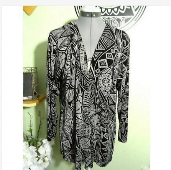 Vintage ATOC Cardigan Sweater XS/S Black White LS - Picture 1 of 7